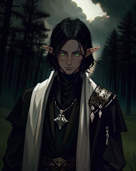 Goth Cleric Dnd, Hollow One Dnd, Elf X Human, Dnd Cleric Male, Dnd Cleric Art, High Elf Art, Dnd High Elf, Dnd Cleric Character Design, Elf Dnd Character