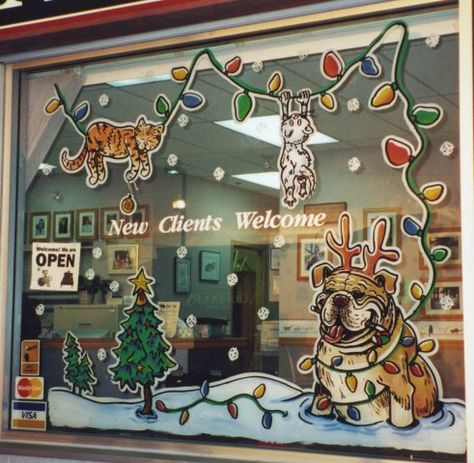 Hand Drawn Window Paintings, Christmas Window Painting, Seasonal Window Painting, Custom Window Art | Graphic Garden Paintings Christmas, Painted Window Art, Window Paintings, Window Paint, Christmas Window Painting, Disney Christmas Decorations, Store Window Displays, Winter Window, Xmas Deco