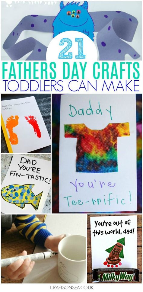 21 Father's Day crafts that toddlers can make this spring and that dad's will love to receive! Cute Fathers Day Crafts, Fathers Day Craft Toddler, Fathers Day Crafts For Toddlers, Handprint Cards, Keepsake Ideas, Easy Fathers Day Craft, Fathersday Crafts, Father's Day Activities, Crafts For Toddlers