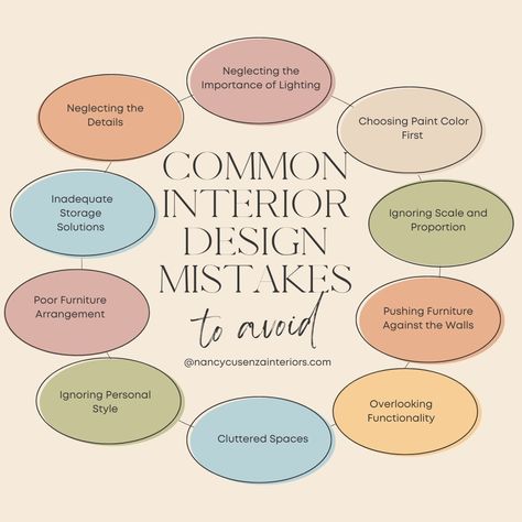 Common Interior Design Mistakes and How to Avoid Them Interior design can transform a space, making it not only more beautiful but also more functional. However, it's easy to make mistakes that can detract from the overall aesthetic and usability of a room. Here, we’ll explore some common interior design mistakes and offer practical tips on how to avoid them. Conclusion Avoiding these common interior design mistakes can help you create a more harmonious, functional, and beautiful space. By ... Kinds Of Interior Design, How To Be A Interior Designer, Design Tips Interior, Interior Design Hacks Tips, Interior Design Basics Cheat Sheets, Interior Designer Tips, Interior Decorator Aesthetic, Interior Design Content Ideas, Interior Design Tips Cheat Sheets