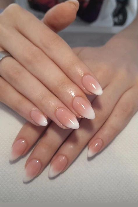 French Tips Nails, Nails French Tips, Almond Nails Pink, Press On Nails French, Ombre Gel Nails, Nails With Design, Almond Press On Nails, Tips Nails, Pink Ombre Nails