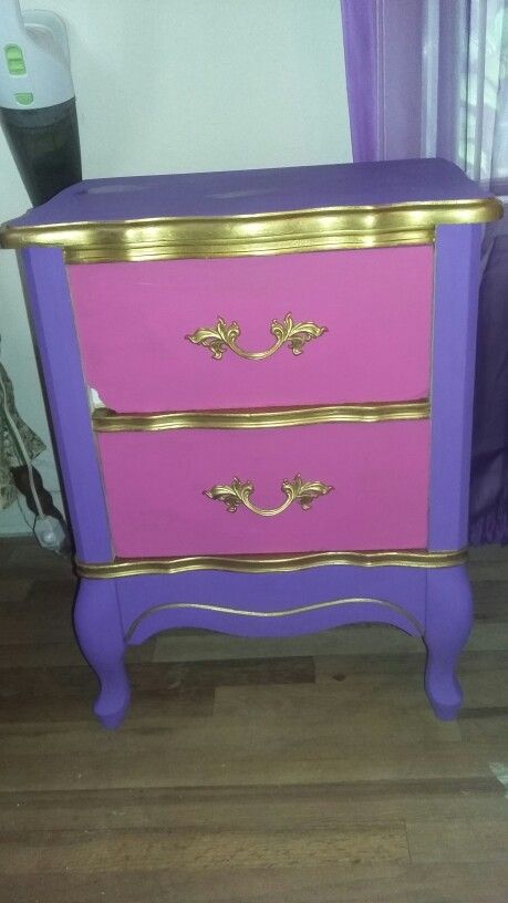 Purple n Pink Nightstand Y2k Nightstand, Pink Nightstand, Pink Nightstands, Pink Tye Dye, Furniture Renovation, Refurbished Furniture, Dream Rooms, Square Tables, Dream Room