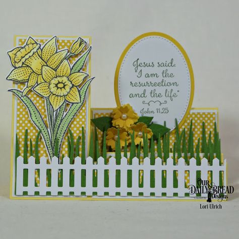 Fence Cards, Grass Border, Gnome Cards, Side Step Card, Card Dies, Bread Designs, Stepper Cards, Step Card, Card Stamping