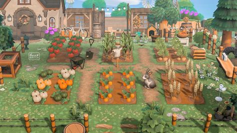 Large Space Fillers Animal Crossing, Acnh Allotment Ideas, Animal Crossing Gap Fillers, Orchard Acnh Ideas, Animal Crossing Allotment Ideas, Acnh Space Filler Ideas, Acnh Mini Orchard, Tree Orchard Animal Crossing, Acnh Orchard Layout Ideas