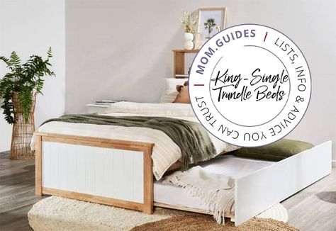 Whether for the kids’ rooms or guest bedrooms, king single trundle beds are roomy and functional pieces of furniture that... 12 Best King Single Trundle Beds In Australia was published on Mouths of Mums. King Single Trundle Bed, Single Trundle Bed, Cool Loft Beds, Trundle Bed Kids, Trundle Beds, Pop Up Trundle, Spare Bed, Captains Bed, King Single Bed