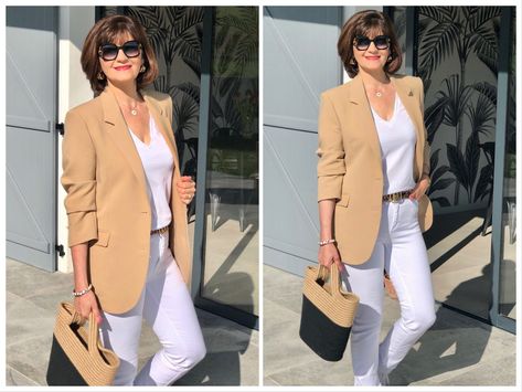 Idées De Tenues Avec Un Blazer Camel, Un Basique Du Dressing Chic Dressing Chic, Look Jean, Blazer Beige, Camel, Porter, Suit Jacket, Couture, Blazer