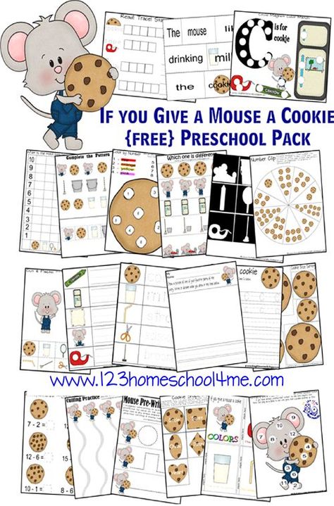 FREE If you Give a Mouse a Cookie Worksheets - These are so cute! Lots of fun practice for toddler, preschool, and kindergarten age kids 123 Homeschool 4 Me, Mouse A Cookie, Homeschool Worksheets, Preschool Literacy, Tot School, Free Preschool, Preschool Books, Preschool Printables, Kids Learning Activities