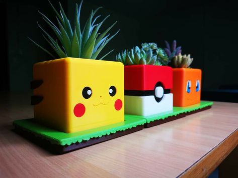 Pokemon Planter, Diy Pokemon, Pokemon Decor, Pokemon Room, Pokemon Diy, Pokemon Craft, Pokemon Birthday Party, Pokemon Theme, Pokemon Gifts