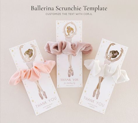 Ballerina Scrunchie Card Template, Ballet Dancer Party Favour, Editable Digital Download - Etsy Canada Ballet Birthday, Ballet Party, Ballerina Birthday Parties, Ballerina Party, Ballerina Birthday, Classroom Gifts, Ballet Dancer, 2nd Birthday Parties, Baby Birthday