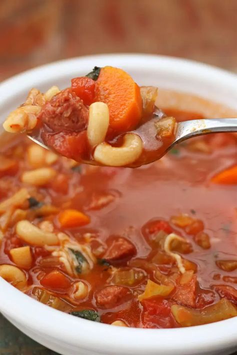 Instant Pot Hangover Soup - 365 Days of Slow Cooking and Pressure Cooking Dump And Go Soup, Hangover Soup, Hangover Food, Chowder Recipes, Onion Soup Mix, Sausage Pasta, Smoked Sausage, Slow Cooking, Pressure Cooking