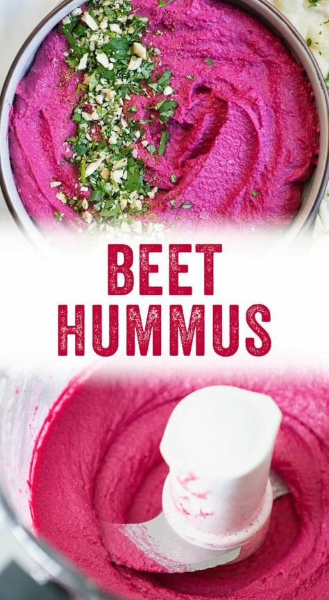 This shocking pink beet hummus is a colorful healthy snack recipe! Serve it with veggie sticks and pita bread for dipping. #beet #hummus #beethummus #snack #healthy Beetroot Hummus Recipe, Beet Hummus Recipe, Beetroot Hummus, Cooking Beets, Beet Hummus, Beet Root, Homemade Crackers, Beet Recipes, Vegetarian Cookbook