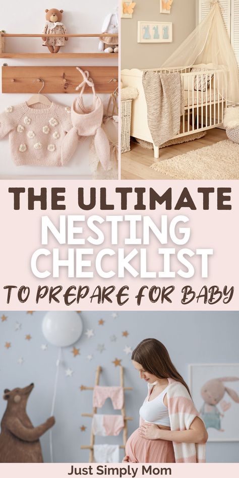 During your third trimester, you'll start nesting which includes cleaning, decluttering, and organizing for your new baby. These tips will get your ready. Nesting Checklist, Nesting Pregnancy, Prepare For Baby, Third Trimester Checklist, Postpartum Care Kit, Decluttering And Organizing, Pregnancy Checklist, Pregnancy Info, Baby Checklist