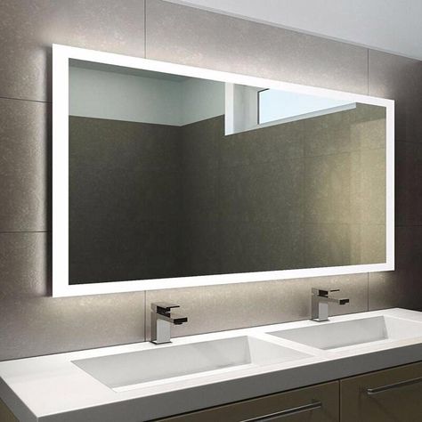 Orren Ellis Pettie Frameless Lighted Bathroom Mirror | Wayfair Sink Mirror, Illuminated Mirrors, Bad Inspiration, Led Mirror Bathroom, Decor Pillows, Trendy Bathroom, Rectangle Mirror, Bathroom Vanity Mirror, Bathroom Remodel Master