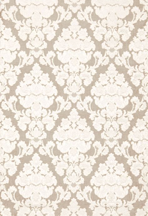 Fabric | Montalcino Applique Damask in Linen | Schumacher Contemporary Upholstery Fabric, Damask Linen, Flame Test, Designer Upholstery Fabric, Damask Fabric, Schumacher Fabric, Pierre Frey, Viscose Rayon, Elegant Interiors