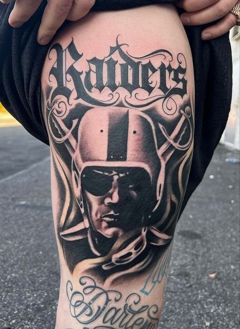 La Raiders Logo, Las Vegas Raiders Tattoo, Raider Tattoos Men, Raiders Tattoo Ideas For Men, Raiders Tattoos For Women, Raider Tattoos, Raiders Tattoo, Mexican American Tattoos, Aztec Drawings