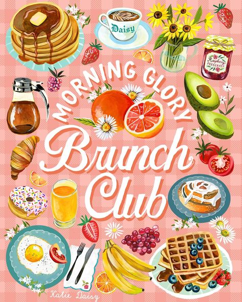 Katie🌻Daisy | Brunch Club! New art in my shop 🍳🍊🥞☕️🧇 | Instagram Brunch Painting, Candle Shop Display, Brunch Illustration, Katie Daisy, Brunch Club, Food Illustration Art, Acrylic Artwork, Illustration Sketches, Morning Glory