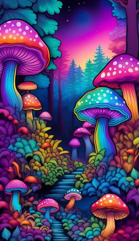 Phycadellic Art, Phsycadellic Art Trippy, Psycodelic Aesthetic Wallpaper, Mushroom Tripping Art, Trippy Asethic Wallpaper, Art Kits For Adults, Trippy Mushroom, Trippy Iphone Wallpaper, Trippy Wall