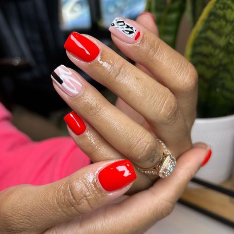 Red Overlay Nails, Gel Overlay Nails, Overlay Nails, Ferrari Red, Red Can, Gel Overlay, Too Long, Nail Inspo, Nail Colors