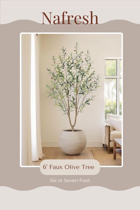 Tall Fuller Style Faux Olive Tree，6Ft(72”) Realistic Potted Silk Artificial Olive Tree， Fake Olive Trees Indoor with Green Leaves and Big Fruits for Home Office Indoor Floor Decor. Faux Olive Tree, Artificial Trees, Olive Tree, Floor Decor, Green Leaves, Home Office, Flooring, Green