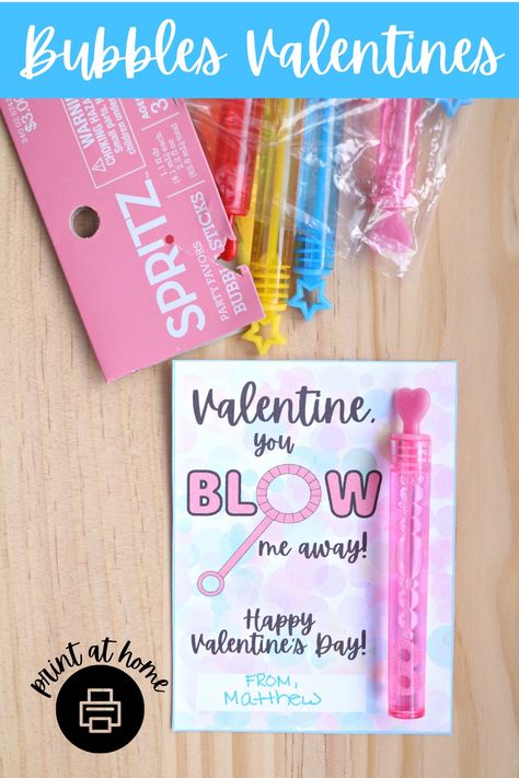 No Candy Valentines For Kids, Bubbles Valentines For Kids, Non Candy Valentines, Valentines Preschool, Valentine Cricut, Valentine For Kids, Bubble Party Favors, Class Treats, Bubble Valentines