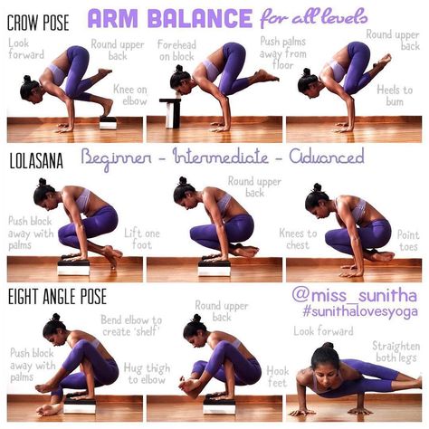 Arm balance is a type of asana that doesn't happen over night. Here are some variations for beginner, intermediate and advanced. This article will teach you some of the best exercises to improve your flexibility, the  can do it in 10 minutes! Once the wor Emma Fitness, Good Night Yoga, Arm Balance, Poses For Beginners, Crow Pose, Yoga For Balance, Yoga Tutorial, Yoga Beginners, Arm Balances