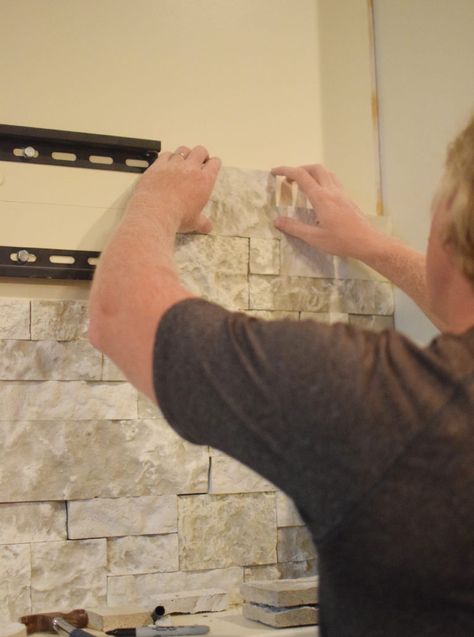 AirStone Review | The Accent Piece Airstone Backsplash, Airstone Fireplace, Stone Fireplace Makeover, Electric Fireplace Wall, Stone Walls, Fireplace Makeover, Stone Veneer, Fireplace Wall, Fireplace Mantel