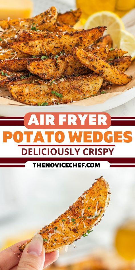 With crispy outsides, fluffy centers, and zesty seasoning, these Air Fryer Potato Wedges are a fun and tasty family favorite! Air Fryer Potato Wedges, Frying Recipes, Air Fry Potatoes, Air Fryer Potato, Crispy Potato Wedges, New Air Fryer Recipes, Potato Wedges Recipe, Multi Cooker, Air Fried Food