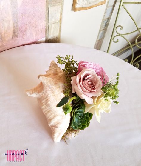 Shell Arrangements, Seaside Flowers, Shell Centerpieces, Aquarium Wedding, Bodega Bay, Beach Wedding Cake, Shell Decor, Decorating Themes, Bay Wedding