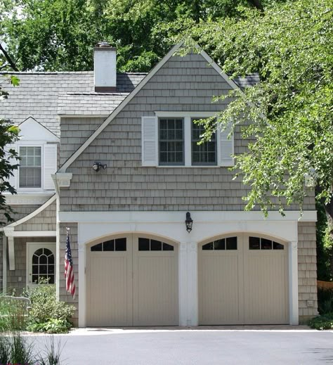 Garage Door Types, Garage Door Makeover, Cedar Shakes, Shingle Exterior, Garage Door Design, Pergola Design, Cedar Shingles, Exterior Paint Colors For House, Traditional Exterior