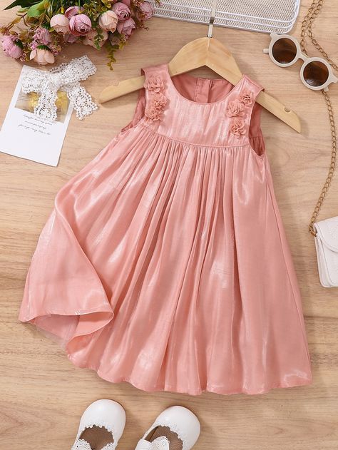 Dusty Pink Party Collar Sleeveless Fabric Plain Smock Embellished Non-Stretch  Baby Clothing Fashionable Baby Girls, Baby Frocks Designs Summer, Baby Frock Design, Crochet Baby Frock, Baby Dress Embroidery, Baby Fancy Dress, Frocks For Kids, Kids Summer Dresses