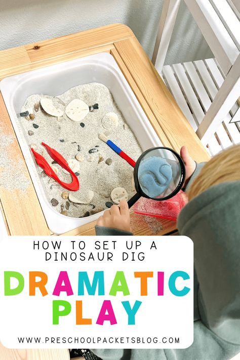 This dinosaur dramatic play takes a bit of prep, but the effort is worth it when you see the little one’s faces light up as they dig. The first thing to prepare is the fossils. These are the star of the show. Learn More about how I set up this activitiy by reading the blog! Dinosaur Dramatic Play Ideas, Dino Dramatic Play, Dinasour Dramatic Play, Dino Dig Dramatic Play, Dinosaur Dig Dramatic Play Preschool, Dinosaur Dramatic Play, Dinosaur Activities Preschool, Dinosaur Dig, Dinosaur Activities