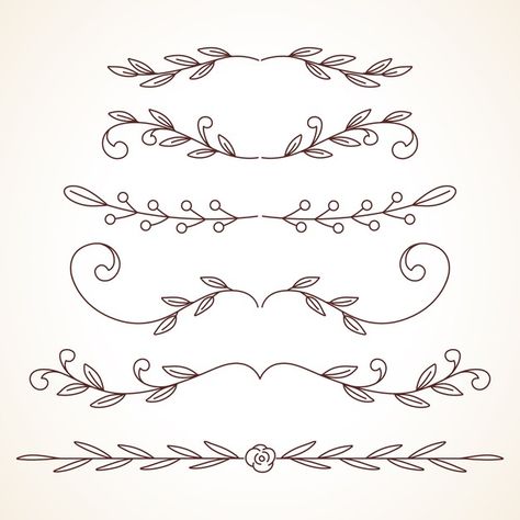 Ensemble dessiné à la main de cadres déc... | Premium Vector #Freepik #vector #millesime #floral #design #bordure Letter Decoration Ideas Hand Drawn, Doodle Dividers, Letter Decoration Ideas, Floral Dividers, Herbs Plants, Doodle Borders, Stencil Stickers, Bond Paper Design, Scrapbook Clipart