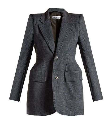 Balenciaga Hourglass Prince of Wales-Check Blazer Accessorize Black Dress, Hourglass Blazer, Leather Pant, Checked Blazer, Cotton Blazer, Cropped Blazer, Prince Of Wales, Tailored Jacket, Who What Wear