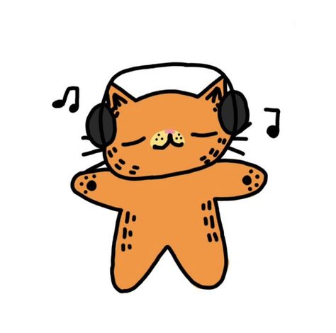 Garfield With Headphones, Cat Top, Music