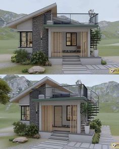 Simple Bungalow House Designs, Small House Architecture, Small House Exteriors, Modern Small House Design, Small House Design Exterior, A Small House, House Design Exterior, Barndominium Ideas Floor Plans, House Construction Plan