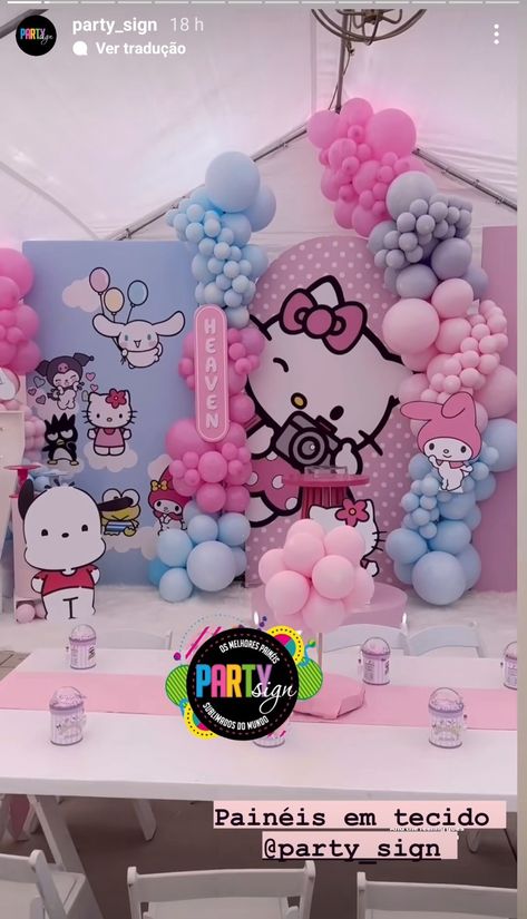 Sanrio Balloon Arch, Hello Kitty Backdrop, Sanrio Birthday Party, Hello Kitty Birthday Decorations, Hello Kitty Birthday Theme, Hello Kitty Theme Party, Kitty Birthday Party, Suprise Birthday, Balloon Arch Decorations