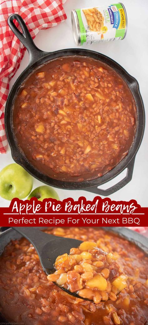 Apple Pie Baked Beans, Strudel Topping, Bacon Bbq Sauce, Beans Salad, Bbq Beans, Beans Recipes, Canned Apple Pie Filling, Baked Bean Recipes, Canned Apples