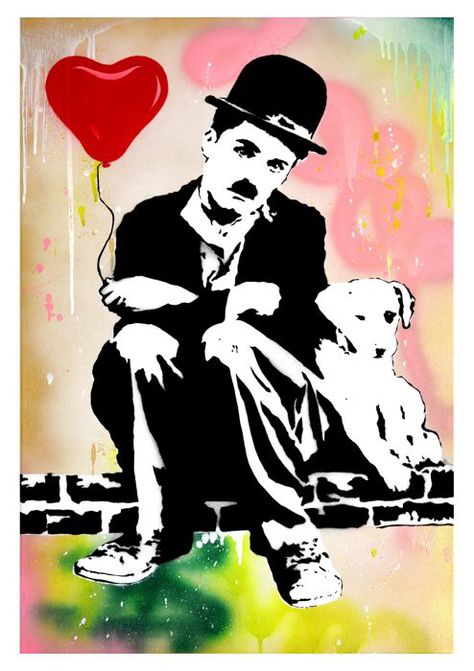 Charlie Chaplin Art Illustration, رسم كاريكاتير, Street Art Banksy, Rennaissance Art, Soyut Sanat Tabloları, Canvas Painting Designs, Mom Art, Movie Poster Art, Charlie Chaplin