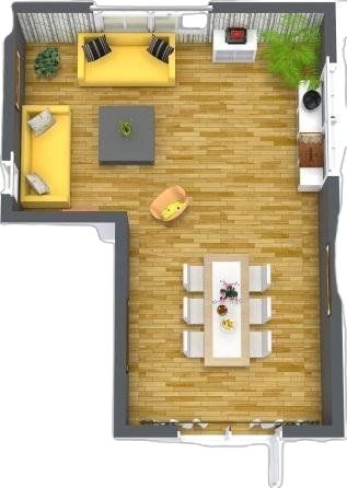 Apartment Furniture Layout, L Shaped Living Room, Dining Room Layout, Basement Layout, Living Room Layout, Dining Room Remodel, Living Room Furniture Layout, Modern Minimalist Living Room, Living Room Remodel