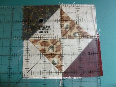 How To Square Up A Block | From My Carolina Home blog - several tutorials here Square Up Quilt Blocks, How To Square Up Quilt Blocks, Squaring Up Quilt Blocks, Quilt Block Hacks, How To Square Up A Quilt Block, How To Square Up Fabric, Square Block Quilt Patterns, Quilt Hacks, Quilting Basics