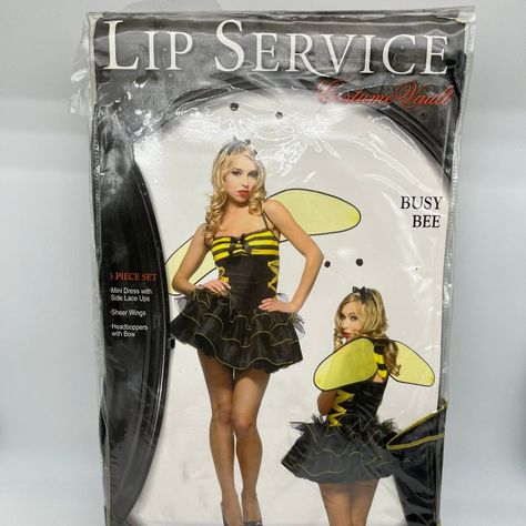 New In Packaging Lip Service Busy Bee Sexy Halloween Costume In A Size Extra Large. Costume Includes: Dress Sheer Wings Headboppers With Bow From A Smoke Free Home. Ga Aphrodite Costume, Lip Service Dress, Referee Costume, Snow White Costume, Star Costume, Bee Costume, Flapper Costume, White Costumes, Grunge Dress