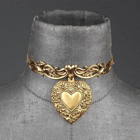 Gold Heart Choker, Regal Rose, Lizzie Hearts, Love Struck, Rose Love, Choker Gold, Book Jewelry, Heart Choker, Original Characters