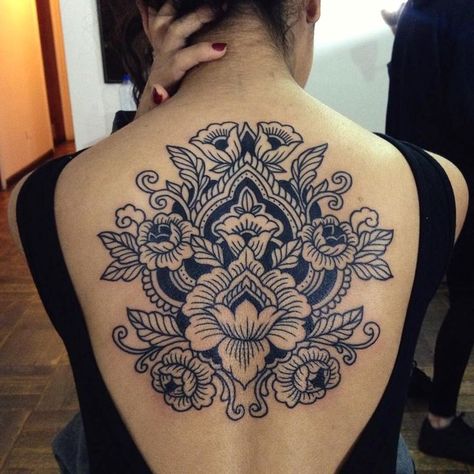 Back Ornamental Tattoo, Ornamental Tattoo Back, Ornamental Back Tattoo, Lower Back Tattoos For Women, Ornamental Tattoo Design, Ornamental Tattoos, Backpiece Tattoo, Boys With Tattoos, Piece Tattoo