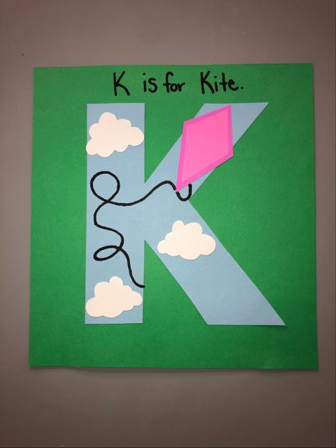 Letter K Kite Craft, K Is For Kite Craft Preschool, K Art Preschool, K For Kite Preschool, K Letter Craft Preschool, K Is For Craft Preschool, K Letter Craft, K For Kite Craft, Alphabet Letter Crafts Preschool