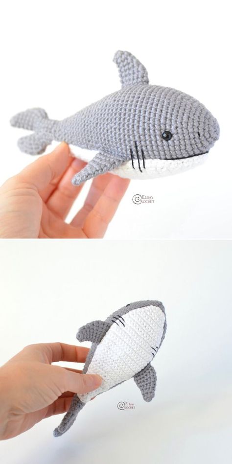 Crochet Shark Pattern Free Amigurumi, Crochet Shark Pattern Free, Crochet Sea Creatures Free Patterns, Keychain Design Ideas, Small Sea Creatures, Yarn Hobbies, Amigurumi Shark Pattern, Crocheted Shark Pattern, Ocean Crochet