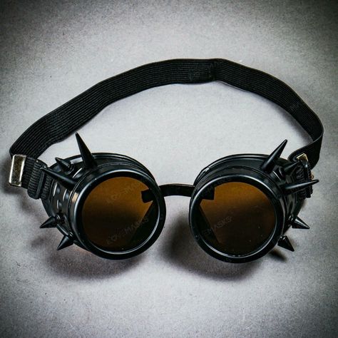 Feature: This Black Steampunk Goggles With Spikes Is A Great Costume Accessory Or Cosplay Dress Up For Halloween Party, Music Festival, Ball, Wedding, And Any Cosplay Event Specifically Designed With The Trendy Steampunk Style For Luxury And Mysterious Look Unique Eye-Catching Costume Goggles Helping You Stand Out In The Party The Item Is Carefully Handmade With Durable High-Quality Material To Provide Comfortable Long Hours Of Wearing @Usm-G1007-Bk Steampunk Googles, Steampunk Mens Fashion, Halloween Party Music, Black Steampunk, Ball Wedding, Steampunk Goggles, Things I Need To Buy, Party Music, Steampunk Style