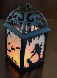 My Little Spot of Sanity: Peter Pan Lantern Peter Pan Lantern, Peter Pan Cricut Projects, Neverland Playroom, Neverland Bedroom, Peter Pan Crafts, Peter Pan Bedroom, Peter Pan Decor, Neverland Nursery, Glass Spray Paint