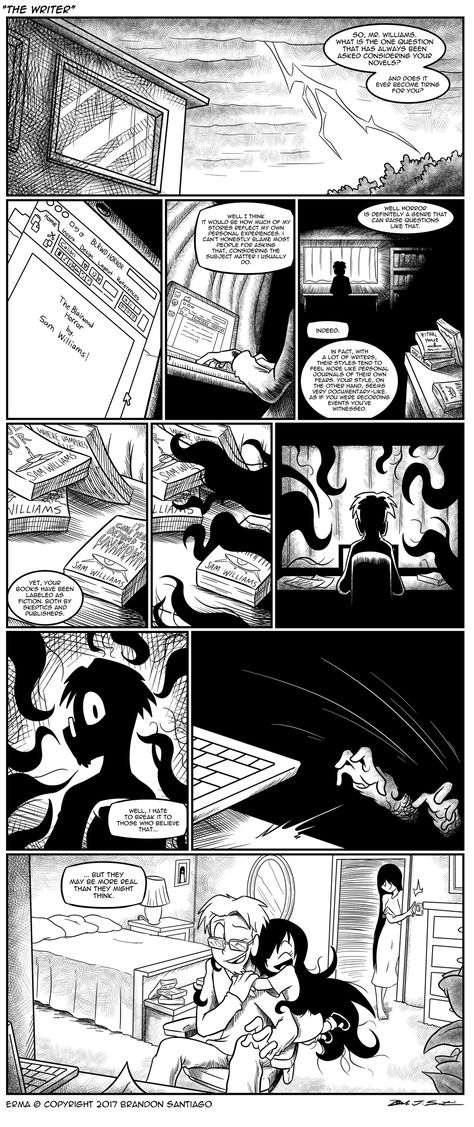 Erma :: Erma- The Writer | Tapas - image 1 Erma Comic, Community Series, Horror Themes, Web Comics, Comics Story, Short Comics, The Writer, Horror Comics, Fun Comics