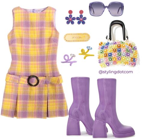 60 And 70 Outfits, Austin Powers Inspired Outfits, Retro Outfits70s, 70s Flower Outfit, 60s Flower Power Fashion, Retro Funky Outfits, Purple Retro Outfit, 60s Outfits Ideas, 1960 Inspired Outfits