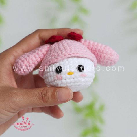 Crochet My Melody, Tiny Amigurumi, Crochet Free, My Melody, Amigurumi Crochet, Amigurumi Pattern, Crochet Amigurumi, Free Crochet Pattern, Free Crochet